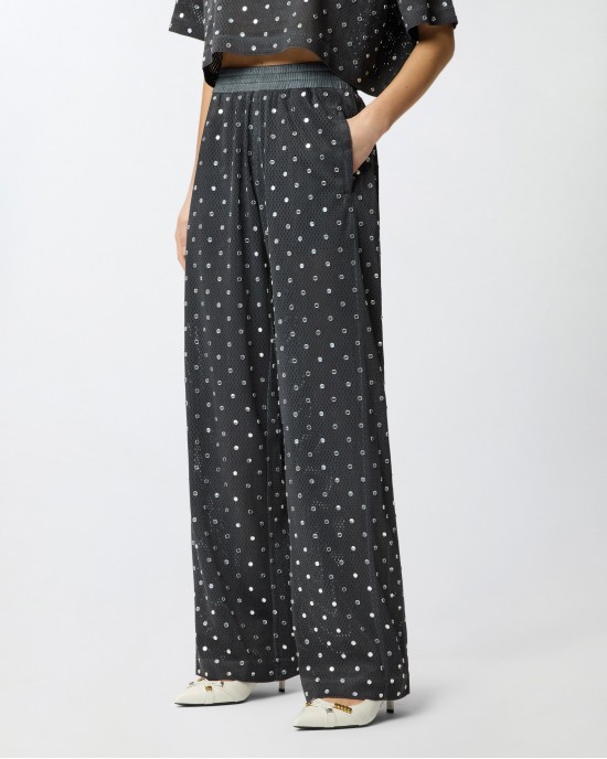 Pinko Bastelli Mesh With Mirror Detail Grey Παντελόνι