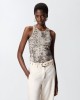 Pinko Belfiore Ribbed Vest Top With Snake Print Beige/Black Μπλούζα