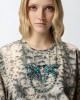 Pinko Cropped T-shirt With Snake Print & Love Birds Μπλούζα
