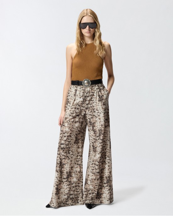 Pinko Gussola Wide-leg With Snake Print Παντελόνι