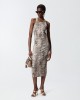 Pinko Novoli Ribbed Slim-Fit Midi With Snake Print Beige/Black Φόρεμα
