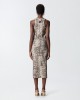 Pinko Novoli Ribbed Slim-Fit Midi With Snake Print Beige/Black Φόρεμα