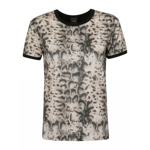 Pinko Nociglia T-shirt Jersey Snake Beige/Black Μπλούζα