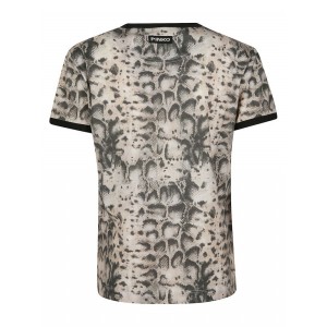 Pinko Nociglia T-shirt Jersey Snake Beige/Black Μπλούζα