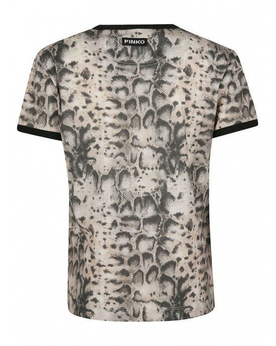 Pinko Nociglia T-shirt Jersey Snake Beige/Black Μπλούζα