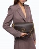 Pinko Click Soft Horizontal Brown Leather Τσάντα Ώμου