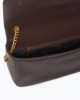 Pinko Click Soft Horizontal Brown Leather Τσάντα Ώμου