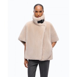 Pinko New Comodino Faux Fur Cape White Τζάκετ