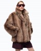 Pinko Caledonia Fur-effect Pea Beige Παλτό
