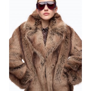 Pinko Caledonia Fur-effect Pea Beige Παλτό