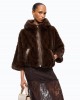 Pinko Cadetia Cape Faux Fur Blouson With Hood Brown Τζάκετ