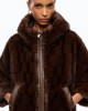 Pinko Cadetia Cape Faux Fur Blouson With Hood Brown Τζάκετ