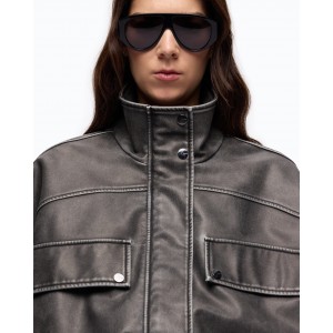Pinko Barkeria Blouson Pea With Vintage Finish Dark Grey Μπουφάν