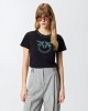 Pinko Fidenza T-shirt Love Birds Jewel Maxi Embroidery Black Μπλούζα