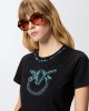 Pinko Fidenza T-shirt Love Birds Jewel Maxi Embroidery Black Μπλούζα