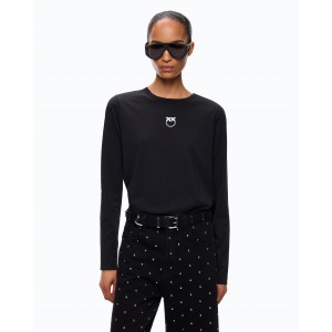 Pinko Tobling Sweater With Love Birds Logo Black Μπλούζα
