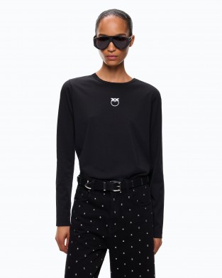 Pinko Tobling Sweater With Love Birds Logo Black Μπλούζα