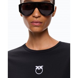 Pinko Tobling Sweater With Love Birds Logo Black Μπλούζα