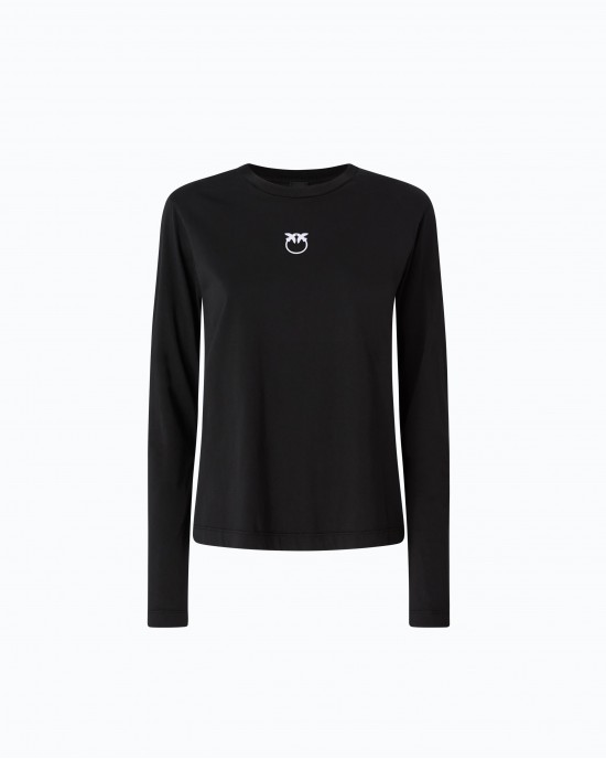 Pinko Tobling Sweater With Love Birds Logo Black Μπλούζα
