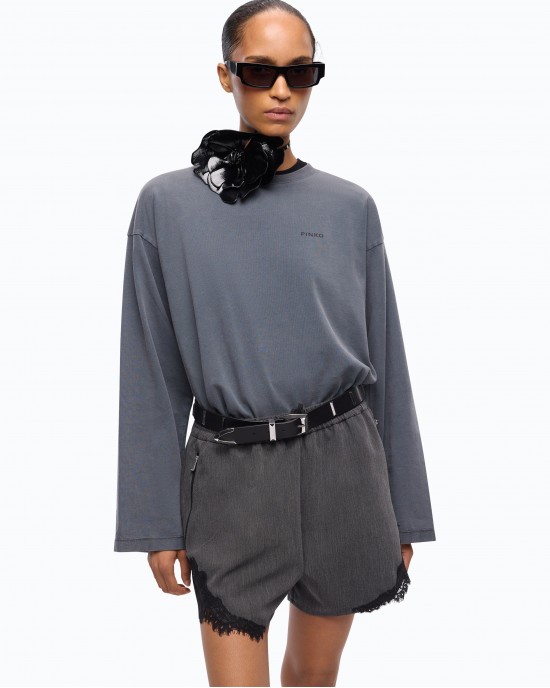 Pinko Resia Faded-effect Sweatshirt With Love Birds Logo Black Μπλούζα