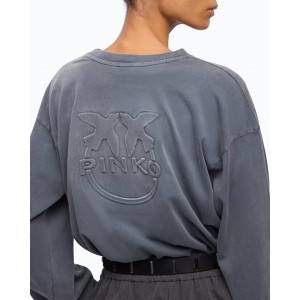 Pinko Resia Faded-effect Sweatshirt With Love Birds Logo Black Μπλούζα
