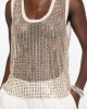 Pinko Dyane Mesh-effect Vest With Rhinestones Gold Μπλούζα