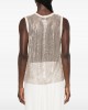 Pinko Dyane Mesh-effect Vest With Rhinestones Gold Μπλούζα
