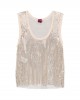 Pinko Dyane Mesh-effect Vest With Rhinestones Gold Μπλούζα