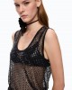 Pinko Dyane Mesh-effect Vest With Rhinestones Gold Μπλούζα