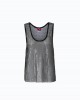 Pinko Dyane Mesh-effect Vest With Rhinestones Gold Μπλούζα