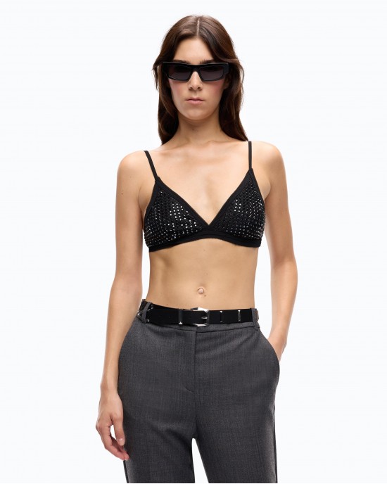 Pinko Spider Square Crystal Black Mesh Τοπ