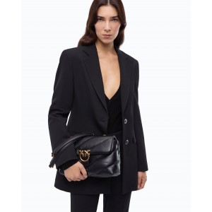 Pinko Love Puff Classic New Buckle Black Leather Τσάντα