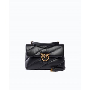 Pinko Love Puff Classic New Buckle Black Leather Τσάντα