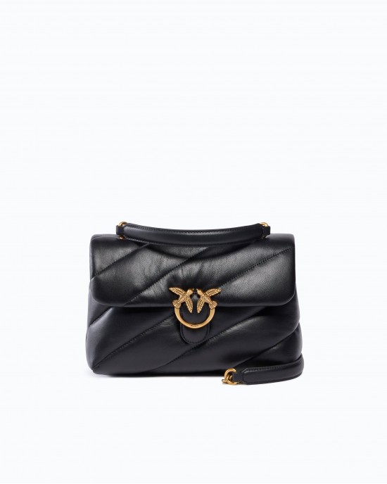 Pinko Love Puff Classic New Buckle Black Leather Τσάντα