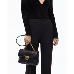 Pinko Love Puff Small New Buckle Leather Black Τσάντα