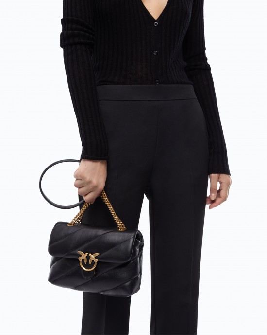 Pinko Love Puff Small New Buckle Leather Black Τσάντα