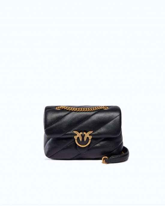 Pinko Love Puff Small New Buckle Leather Black Τσάντα