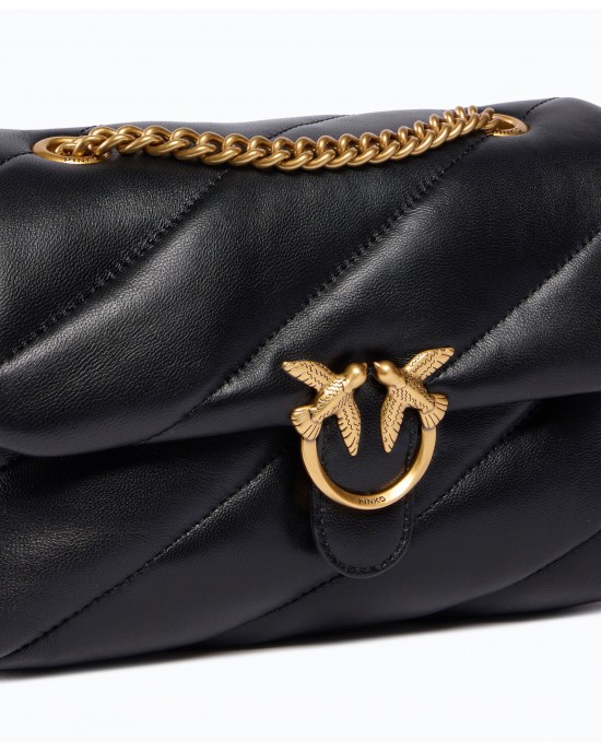Pinko Love Puff Small New Buckle Leather Black Τσάντα