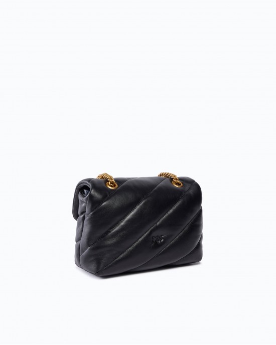 Pinko Love Puff Small New Buckle Leather Black Τσάντα