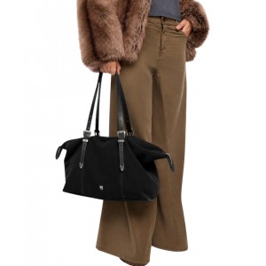 Pinko Tote Suede With Texas Details Black Τσάντα Χειρός