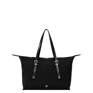 Pinko Tote Suede With Texas Details Black Τσάντα Χειρός
