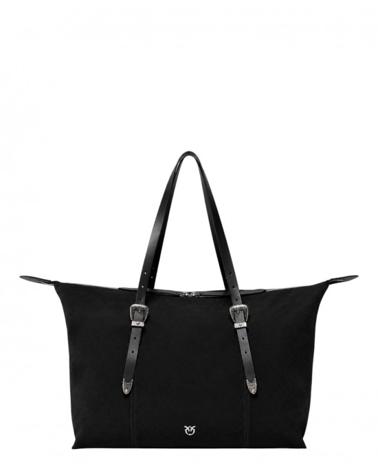 Pinko Tote Suede With Texas Details Black Τσάντα Χειρός