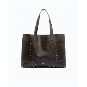 Pinko Tote Studs Cloud Leather Dark Brown Τσάντα Χειρός
