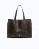 Pinko Tote Studs Cloud Leather Dark Brown Τσάντα Χειρός