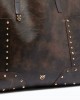 Pinko Tote Studs Cloud Leather Dark Brown Τσάντα Χειρός