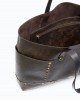 Pinko Tote Studs Cloud Leather Dark Brown Τσάντα Χειρός