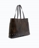 Pinko Tote Studs Cloud Leather Dark Brown Τσάντα Χειρός