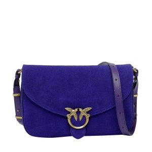 Pinko Love Satchel Classic Suede Blue Electric Τσάντα Ώμου