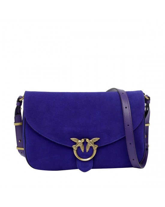 Pinko Love Satchel Classic Suede Blue Electric Τσάντα Ώμου