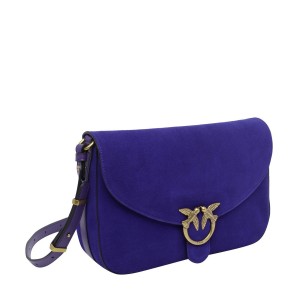 Pinko Love Satchel Classic Suede Blue Electric Τσάντα Ώμου